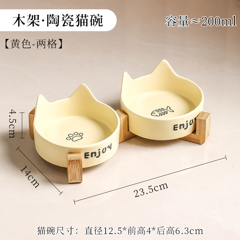 Tazón para gatos Tazón para perros de cerámica Tazón negro Tazón de arroz para gatos Tazón de comida para gatos Tazón para perros Tazón de comida para gatos dos en uno Tazón de agua para mascotas