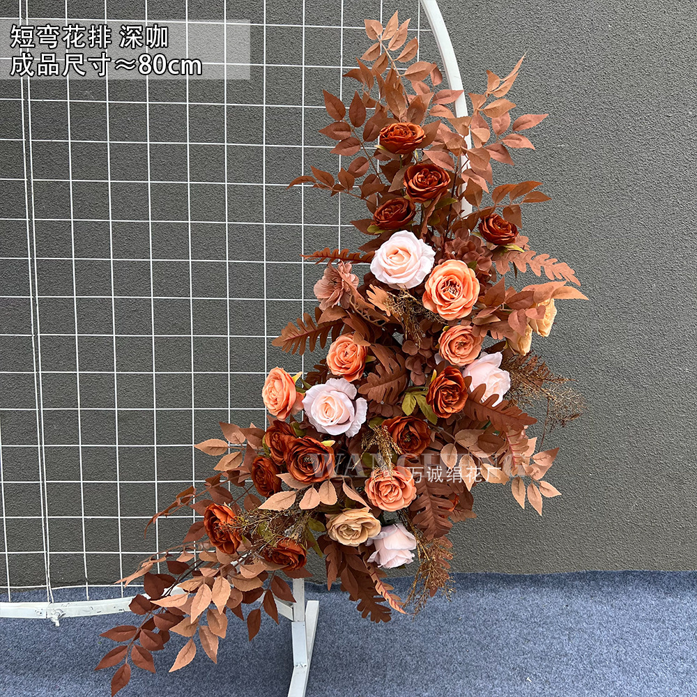 El comercio exterior de la boda flor artificial piso de la boda flor de seda apoyos de la flor de eucalipto flor artificial fila accesorios de la boda floral