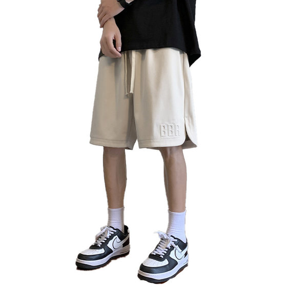 Shorts Men's Summer Trendy Brand Ice Silk Thin Breathable Steel Printed Straight Pants Boys Summer Casual Five-point Pants