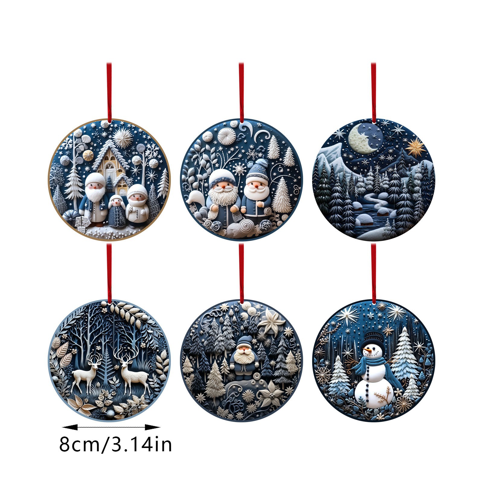 Hot selling American style snowman and elk Christmas tree decoration circular pendant_voghion.com