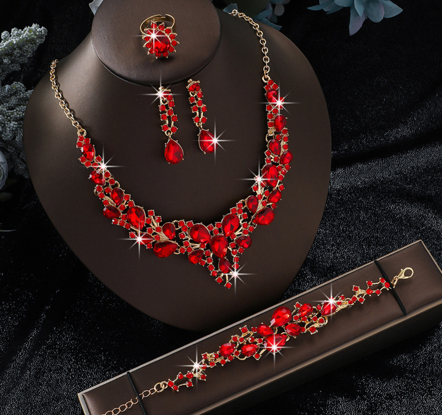 Fábrica de venta directa aleación de diamante de boda collar pendientes joyas de boda joyas de banquete joyas de dama image 17