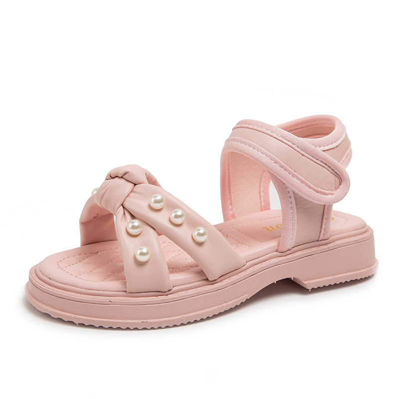 Zapatos de perlas para niñas zapatos de princesa de verano 2024 nuevos zapatos para niños zapatos de playa de moda de suela suave image 8