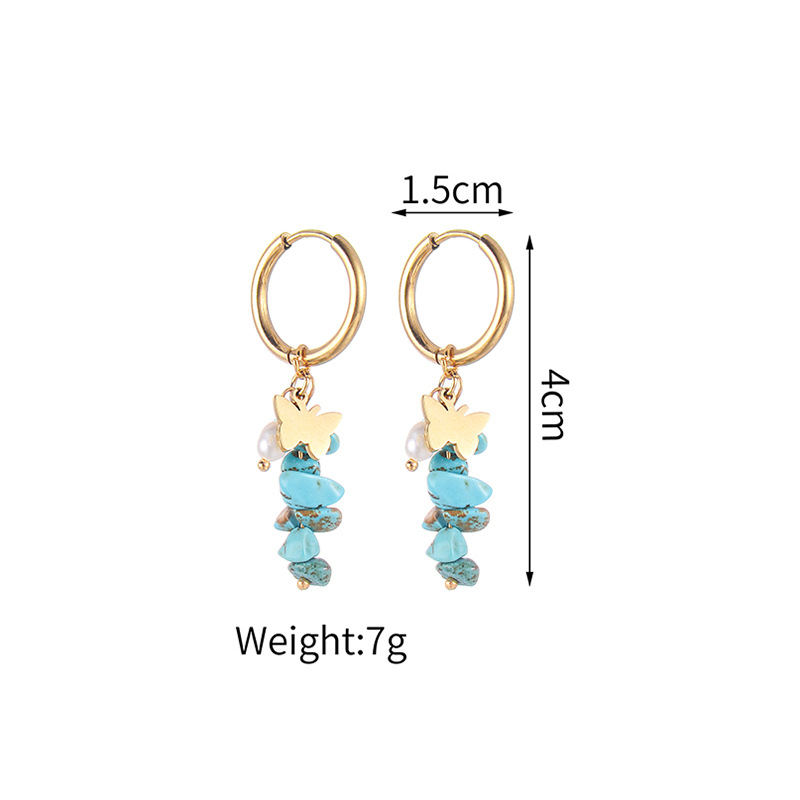 Earrings Classification 18K Gold Plating Color 1 Pair Quantity 1 Pair Fashion Geometric Plating 304 Stainless Steel Natural Stone 18K Gold Plated Stainless Steel Earrings