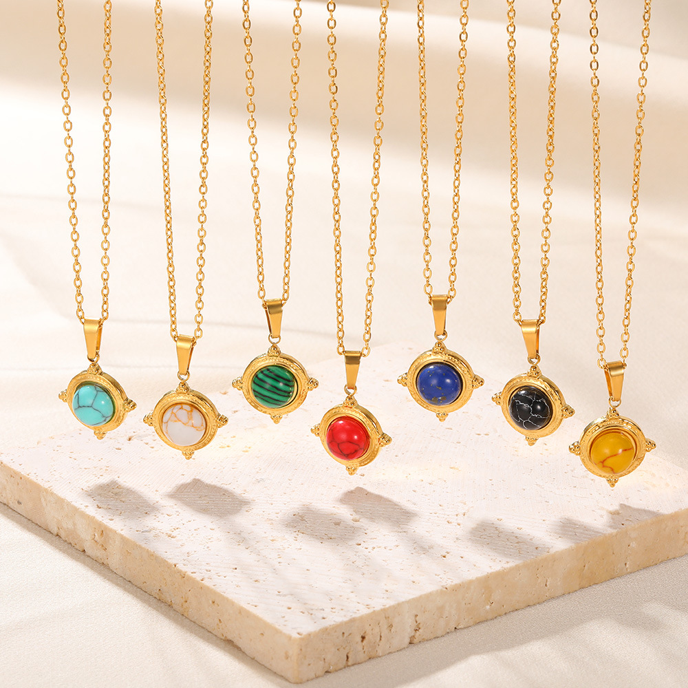 20g Weight 0.03µm-0.05µm Gold Plating Thickness PVD Coated Gold Plating Process Lobster Trigger Clasp Closure Clasp Closure Type 18K Real Gold Plated Plating Material 304 Stainless Steel Pendant Material Natural Stone, December Birthstone Turquoise Inlay Material Pendant Necklace Classification 304 Stainless Steel Chain Material 1 Piece Quantity Holiday, Daily Occasion 304 Stainless Steel Material Geometric Pattern Women's Gender Retro, Classic Style Style Waterproof Non Tarnish, Plating, Inlay Craft PVD Coated Real Gold Plated Geometric Titanium Steel Retro Classic Style Waterproof Non Tarnish Titanium Steel Lobster Trigger Clasp Closure Pendant Necklace 4