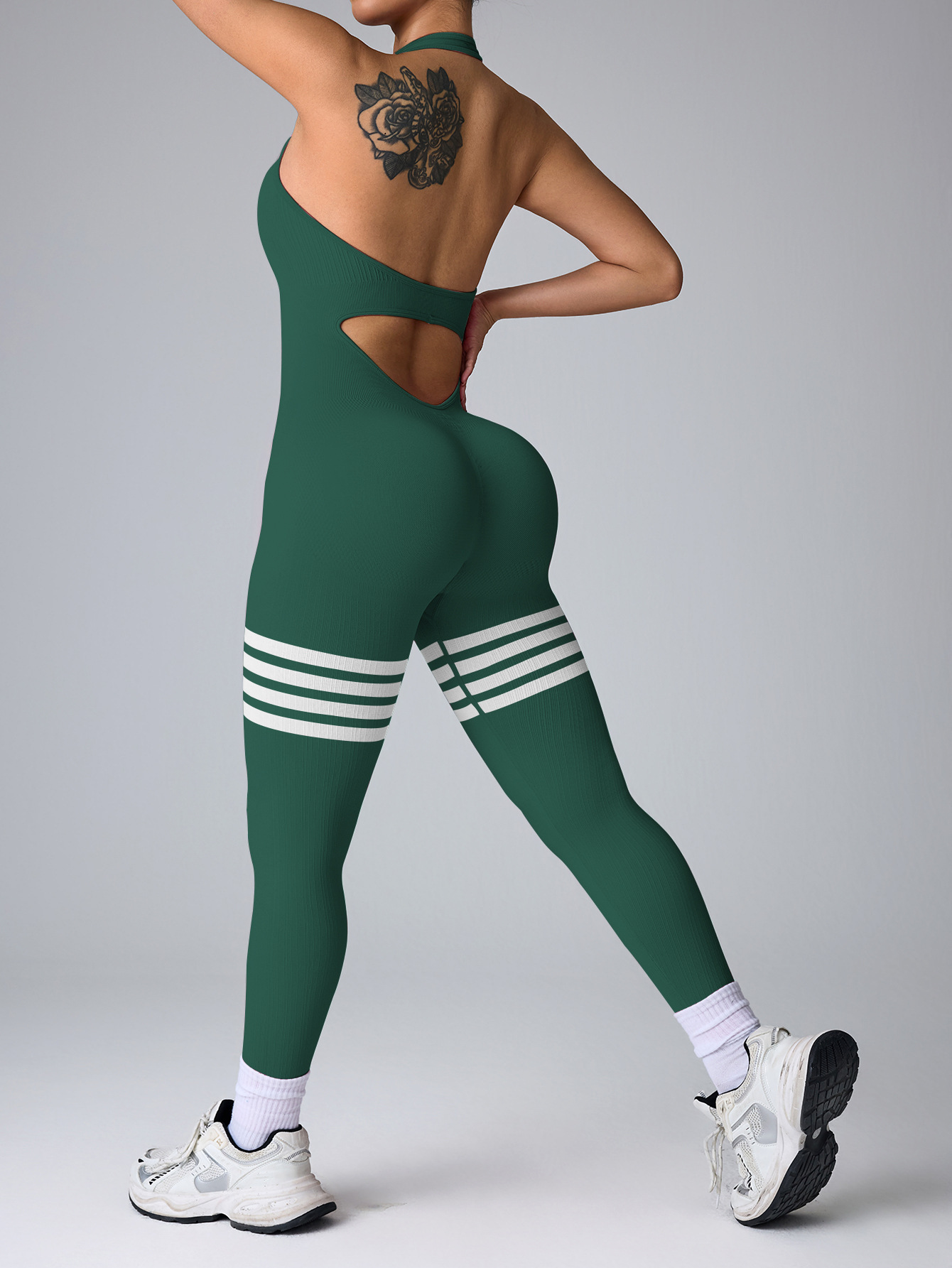 Nuevo cuello colgante, caderas, abdomen cerrado, rayas deportivas sin costuras, ropa de yoga deportiva de mujer, pantalones