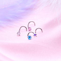Heart-shaped Zircon Nose Stud in Multiple Colors, Sweet and Cute Personality Piercing Jewelry, Dopamine Fashion Accessory