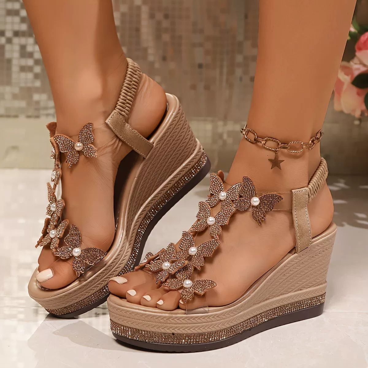 Sandals with butterfly with a strap, 2026 years