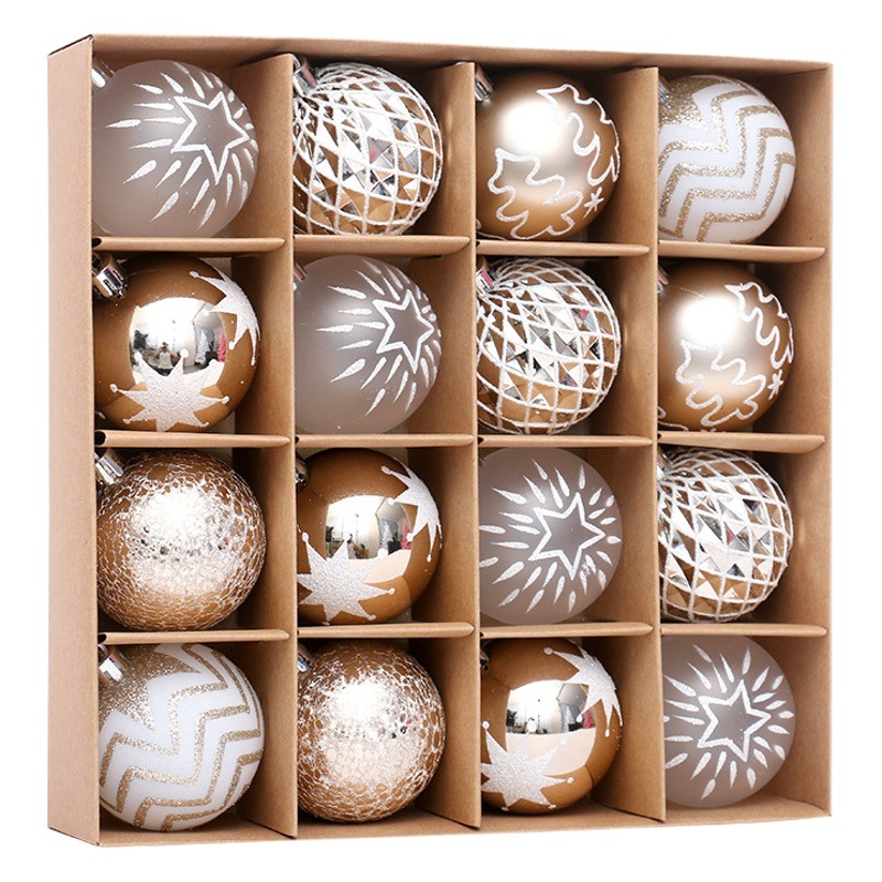 Transfronterizo nuevo champán oro blanco pintado BOLA DE Navidad traje de árbol de Navidad decoración colgante decoración del partido casero