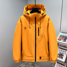 2025新款大码男士工装外套加厚加棉夹克潮流休闲宽松保暖薄棉衣