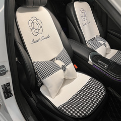 Car seat cushion, universal for all seasons, simple ice silk breathable camellia lumbar pillow pillow seat cushion set summer women