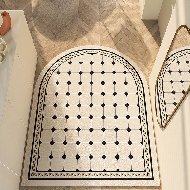 法式奶油風高級感門墊家用進門可擦免洗皮革地墊可剪裁入戶地墊毯