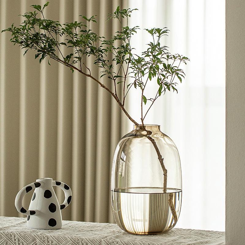 Floral de jardín decoración sala de estar vidrio de madera de estómago alto sentido de agua transparente reloj colgante hidroponía verde grande