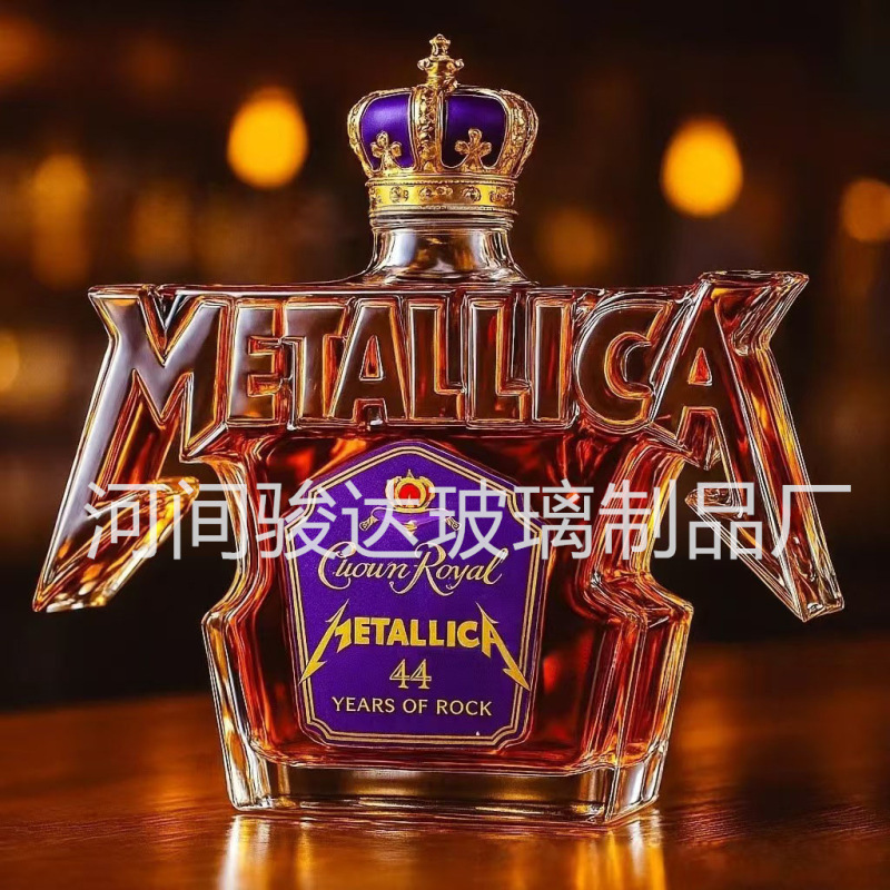跨境新款高硼硅玻璃酒瓶Whiskey Bottle44年摇滚限量版威士忌酒瓶|undefined