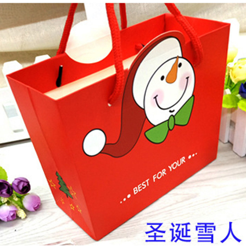 Bolso clásico del regalo de la Navidad bolso alto-mirando la bolsa de papel del bolso del regalo de Papá Noel en la acción al por mayor