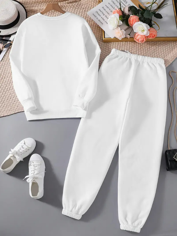 Women's Long Sleeved Heart Patterned Pant Set Casual Style_voghion.com