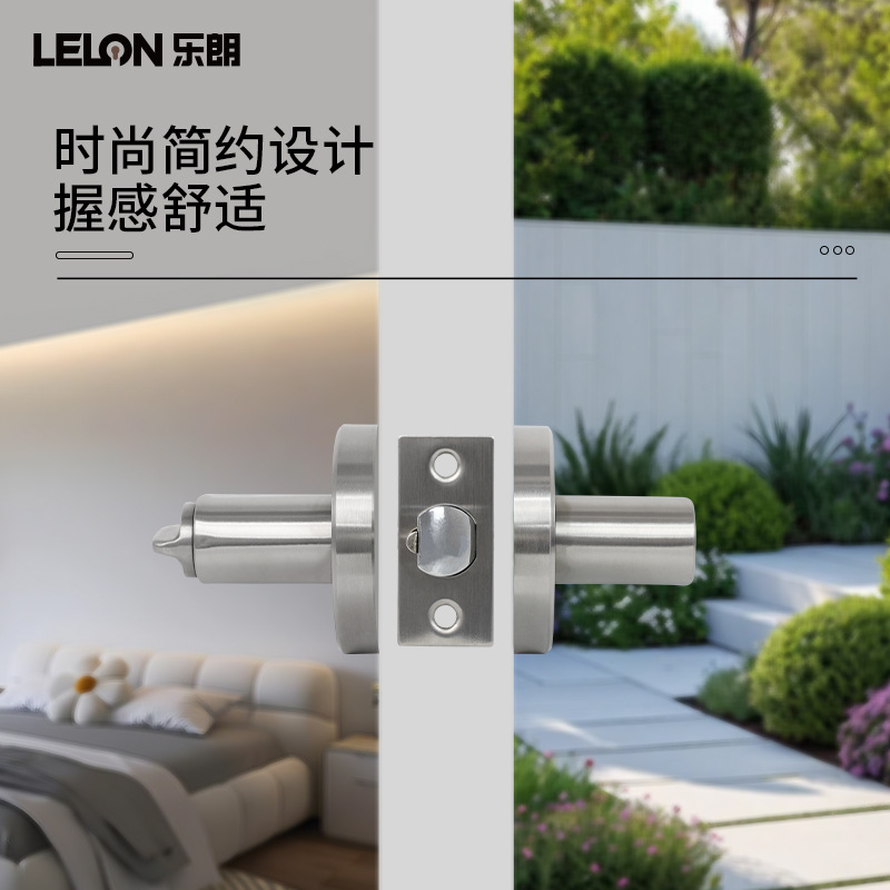Personalizado de tres varillas de acero inoxidable mango redondo sólido cerradura de la puerta del inodoro cerradura de mano interior sin llave