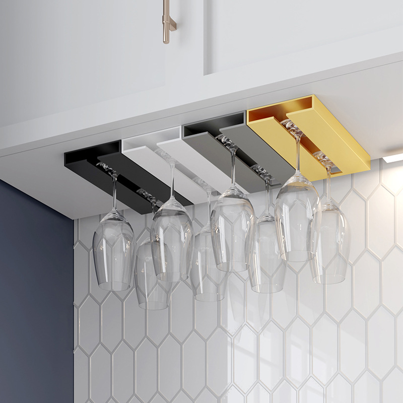 White wine glass rack without punching, cup rack, draining goblet rack, aluminum alloy hanging red wine glass rack