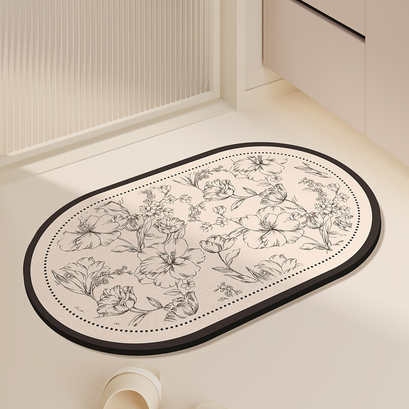 Nordic Hot-Selling Floor Mats for Bathroom, Light Luxury Water-Absorbent Non-Slip Door Mats, Diatom Mud Decorative Entrance Mats in Stock