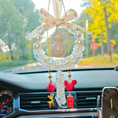 Car hanging – New Style Crystal Gourd Car - white-crystal-lily-of-the-valley-diamond-gourd-mickey