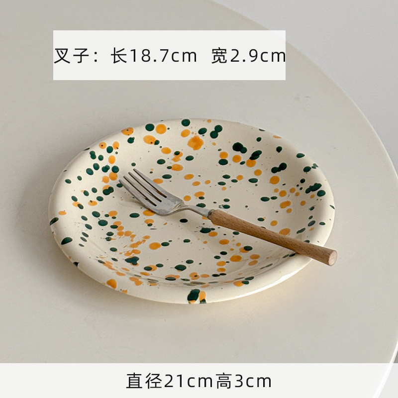 Mooney ins スプラッシュインクバブル釉下色食器ホームダイニングプレートライスサラダヨーグルトボウルディッシュプレート軽食浅いプレート|undefined