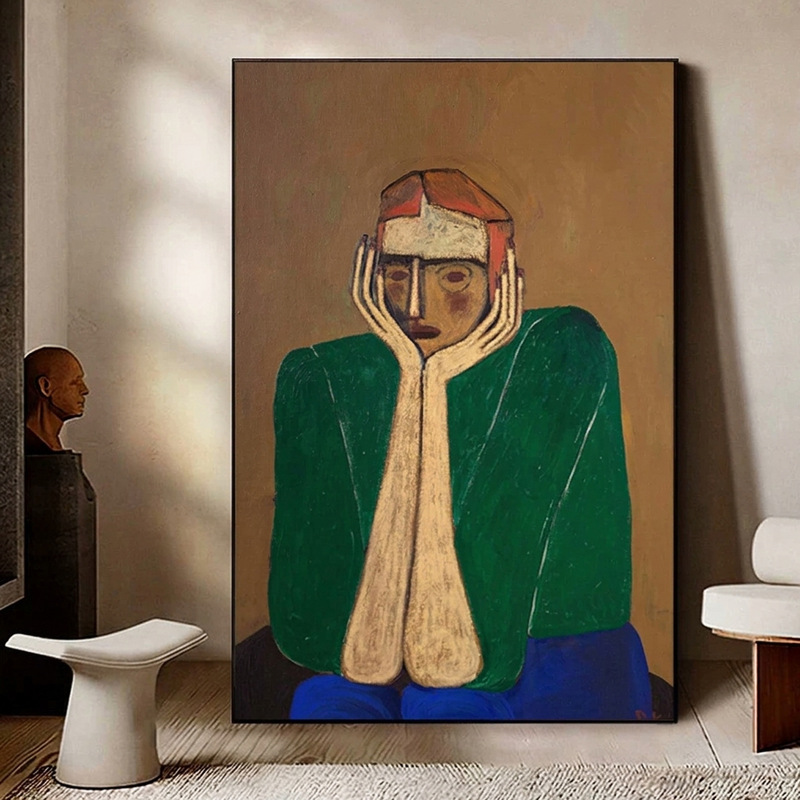 Cross-Border Picasso Abstract Figure Decorative Painting with Vintage Texture for Living Room, High-End Sofa Background Wall Wholesale Cross-Border Picasso Abstract Figure Decorative Painting with Vintage Texture for Living Room, High-End Sofa Background Wall Wholesale