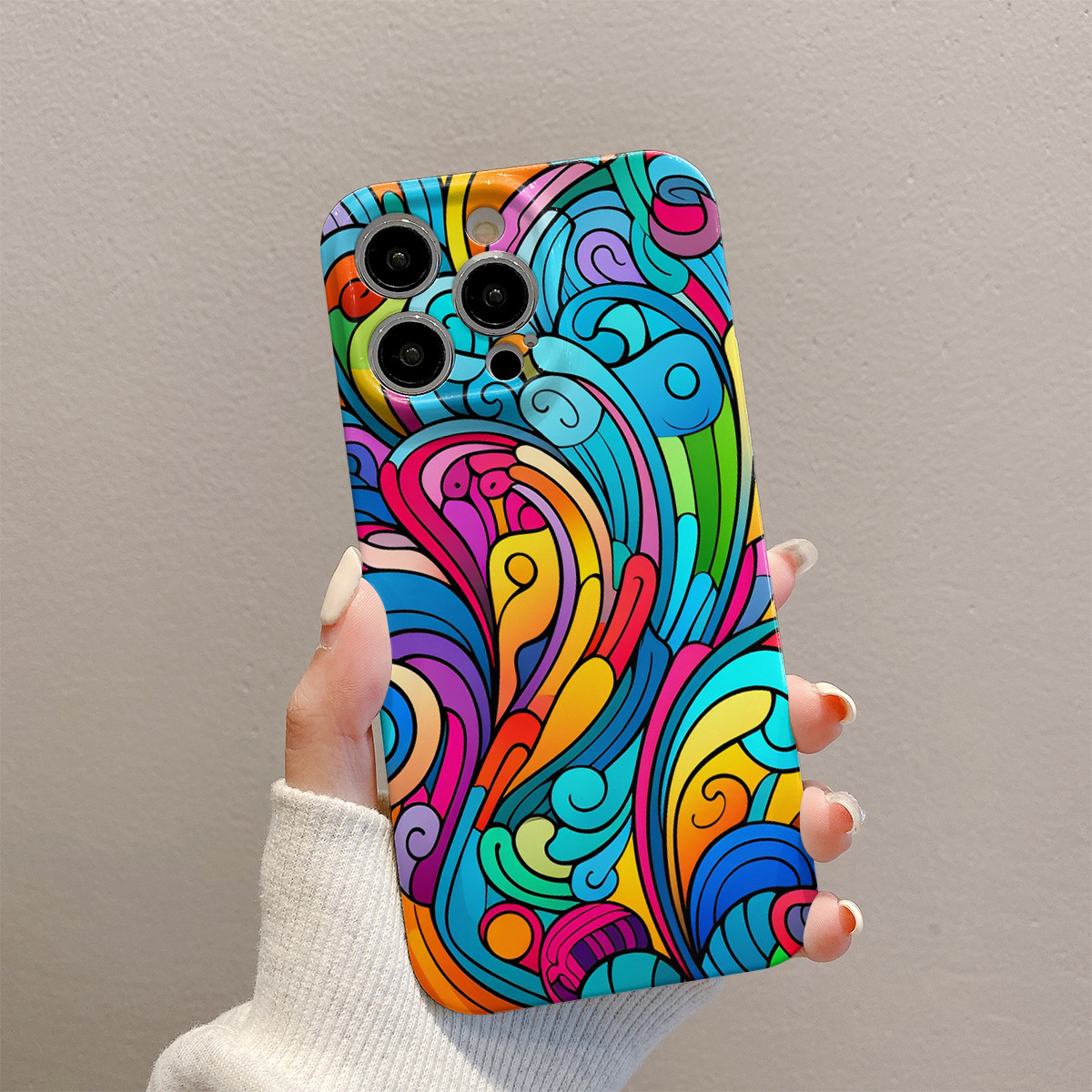 Nouvel étui de film de peinture à l'huile abstraite, étui de téléphone pour femme, image originale pour étagère_voghion.com