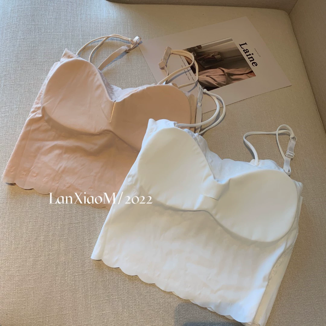 Lace Summer Crop Top (Women's), Built-in Cups, One Size, Scalloped Back Detail