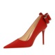3265-H36M Fashion Banquet High Heel Shoes Thin Heel Women's Shoes High Heel Shallow Mouth Pointed Back Bow Single Shoe