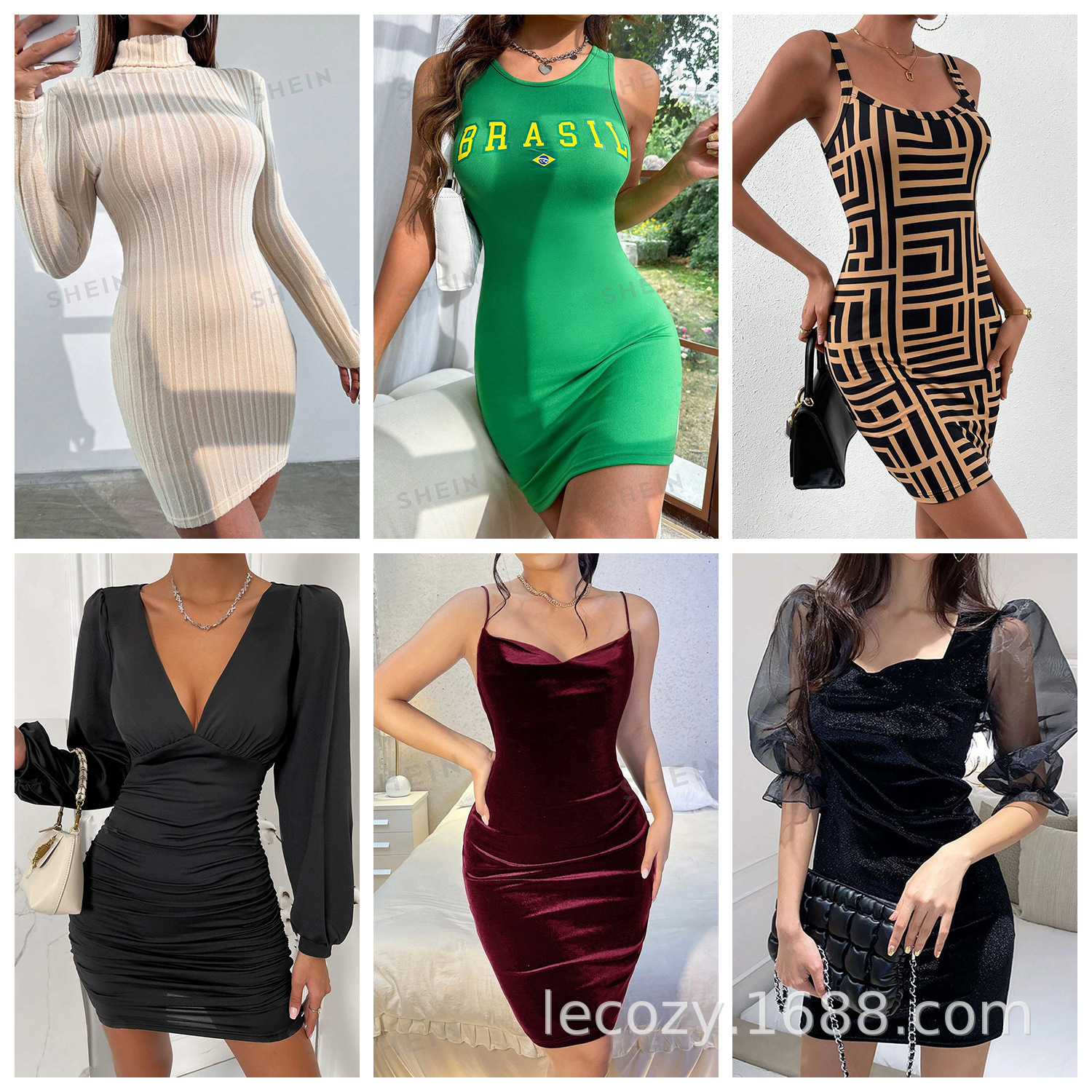 Shein ropa de mujer varios tirantes top de tubo chica caliente cola al por mayor corto de longitud media vestido sexy europeo y americano