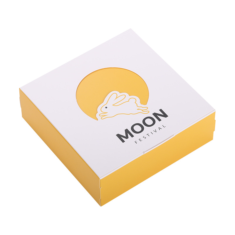 Venta al por mayor 4 tabletas 6 tabletas simple plegable caja de embalaje de pastel de Luna amarillo Festival de medio otoño helado caja de pastel de Luna yema de huevo crujiente caja vacía