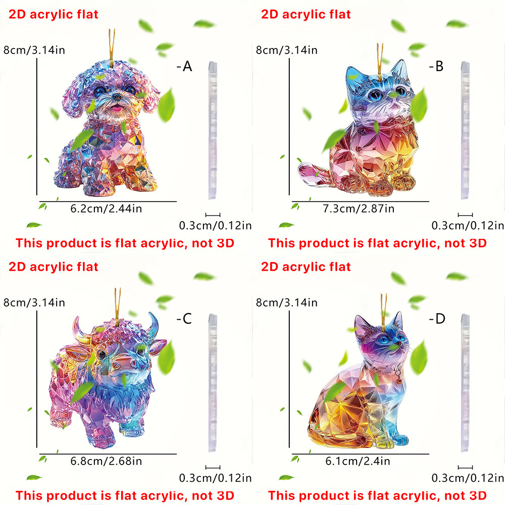 Transfronterizo Amazon nuevo colorido animal 2D plano acrílico pequeño colgante decoración interior del automóvil colgante