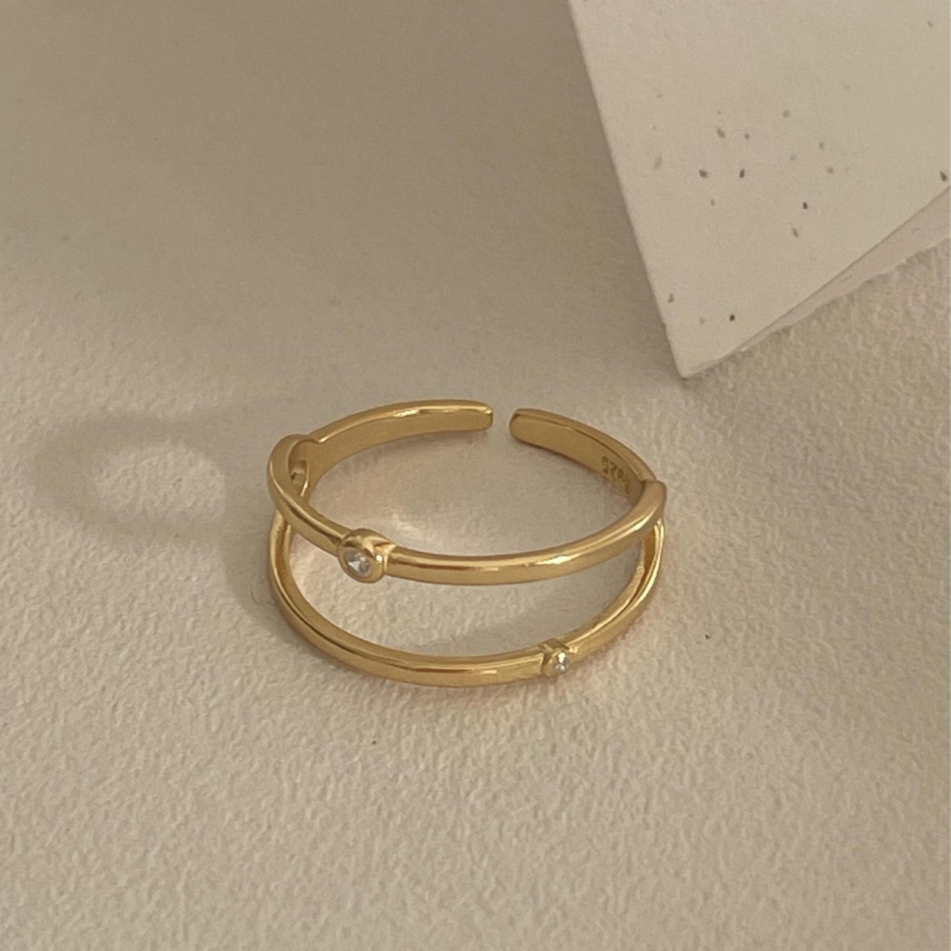18K Gold Plated 925 Sterling Silver Zircon Geometric Open Rings 925 Sterling Silver Rings display picture 10