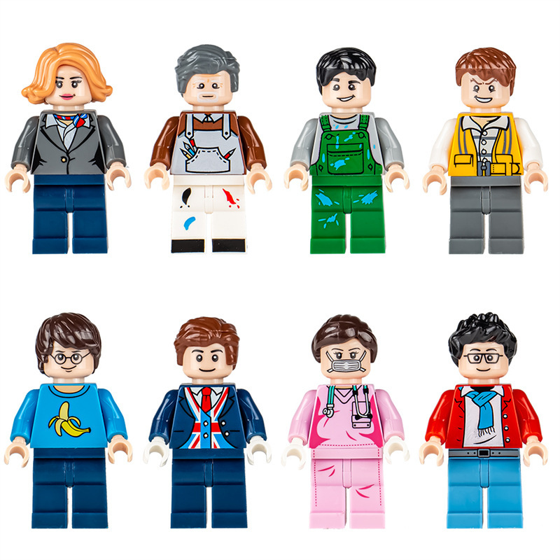 Cross Border V Series Toy Building Blocks Doll Painter Stewardess Office worker Nurse Miss City Character Model