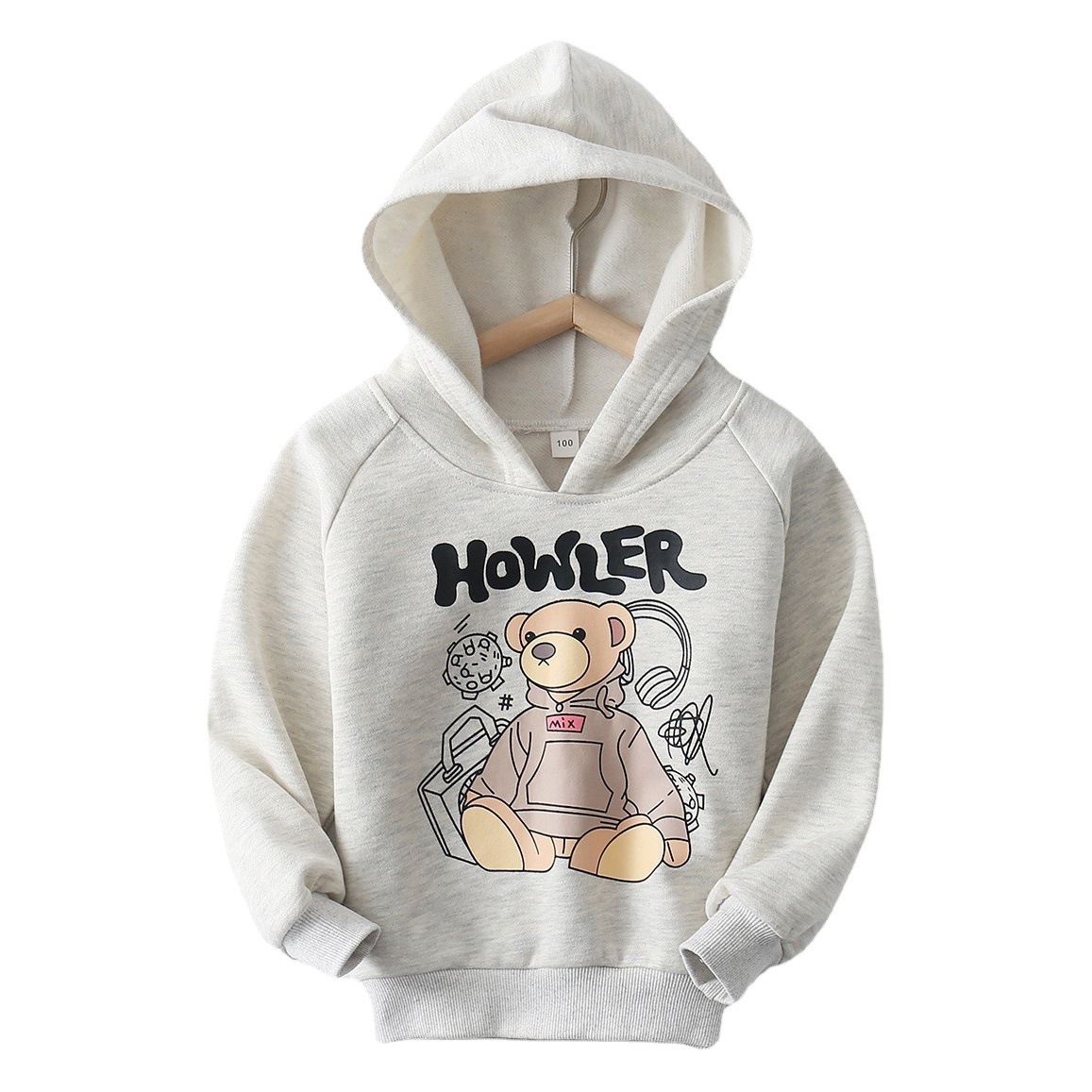 2024 nuevo estilo coreano oso carta impresión completa decoración del hogar manga larga Otoño e invierno suéter gris de dibujos animados