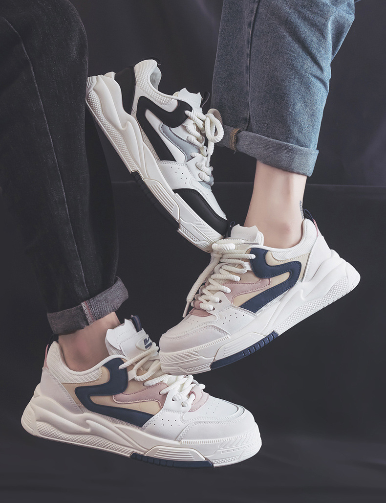 Vita skor med dragsko damsneakers 2023 vår nya casual mångsidiga parsneakers herr L-G_voghion.com