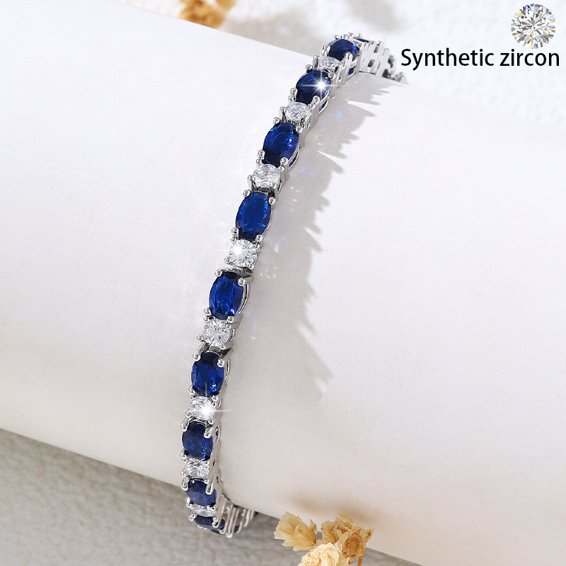Cross-Border Supply Manufacturer Direct Sales Egg-Shaped Bracelet European and American Bracelet Platinum-Plated Crystal Women's Hand Wholesale Wholesale