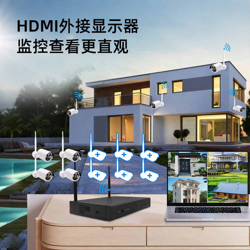 4-Kanal-3MP-WiFi-Kamera-Systemset