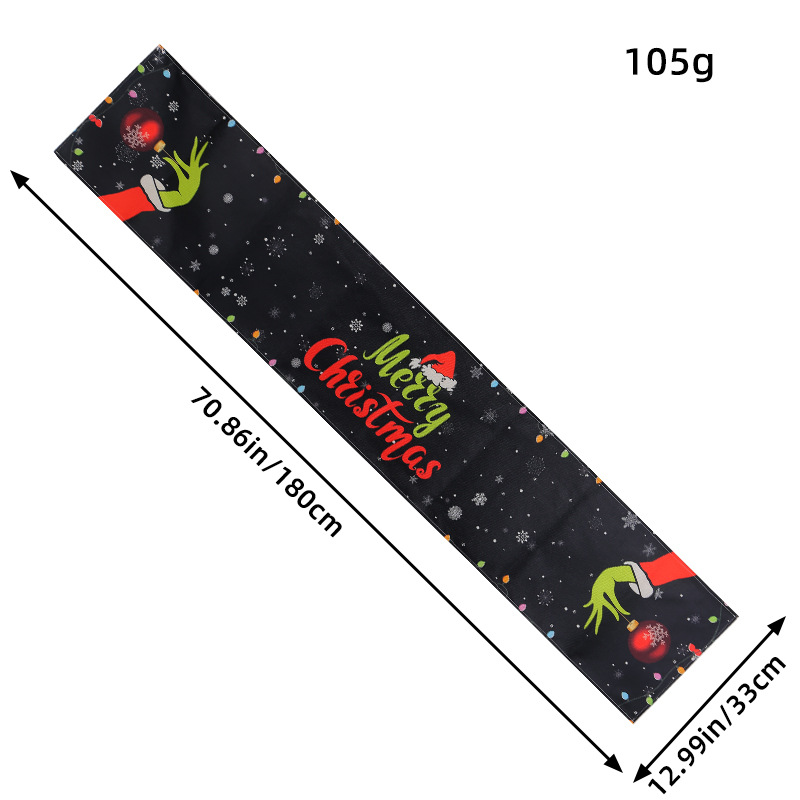 Camino de Mesa Navideño con Diseño de Lino, Estilo Hong Kong Love 2025, Mantel Clásico con Bolas Navideñas para Sala de Estar y Cocina, Decoración Navideña