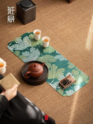 Banyi waterproof Chinese dry bubble tea mat short tea mat fabric tea table mat tea table table flag Zen tea ceremony dry bubble cloth mat