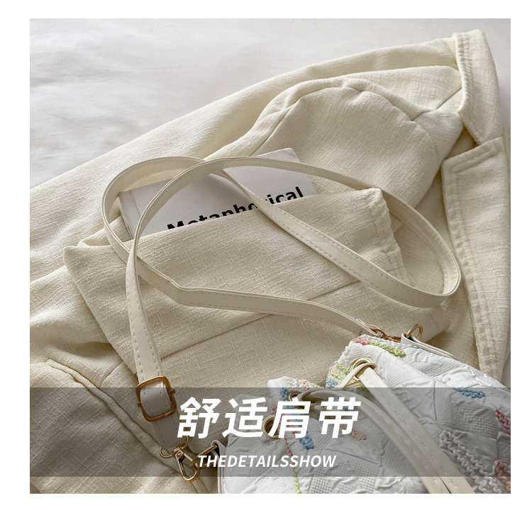 Single-shoulder bag, Korean-style drawstring, fresh and girlish crossbody bag, large capacity, commuting, casual, quality and versatile, Chinese-style bucket bag undefined