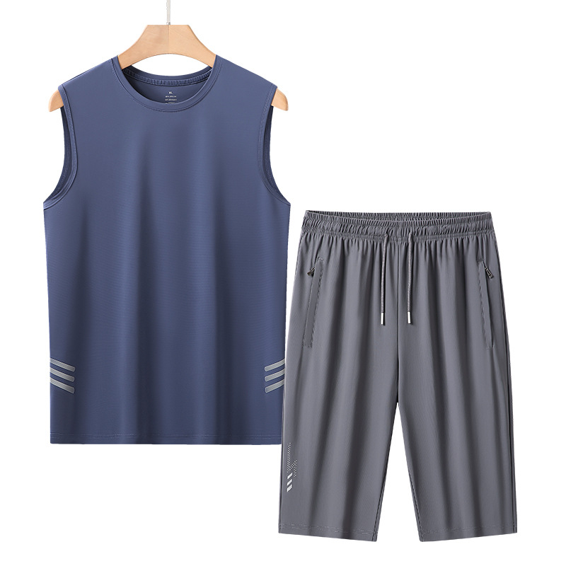 L - 8X verano chaleco de malla de hielo para hombre delgado camiseta de secado rápido para aumentar la camiseta deportiva pantalones cortos para hombres
