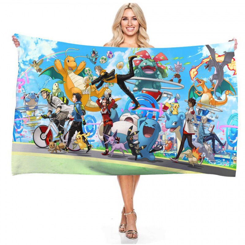 Factory Direct supply pet elf series digital printing rectangular bath towel beach towel non-stick sand