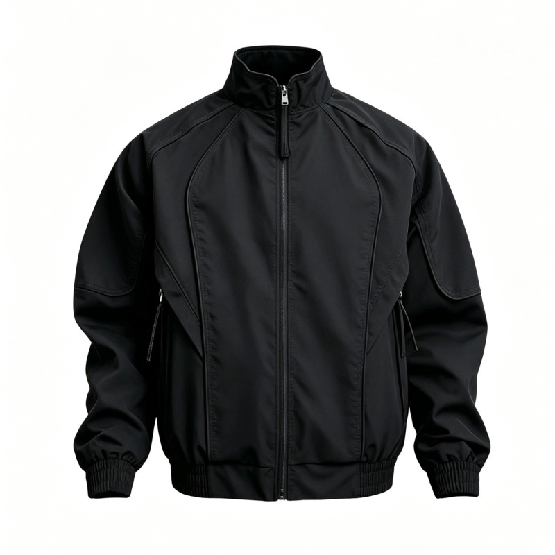Unisex stylish stand-up collar jacket, new spring/autumn design with deconstructed panels and zipper closure, loose and casual windbreaker Unisex stylish stand-up collar jacket, new spring/autumn design with deconstructed panels and zipper closure, loose and casual windbreaker