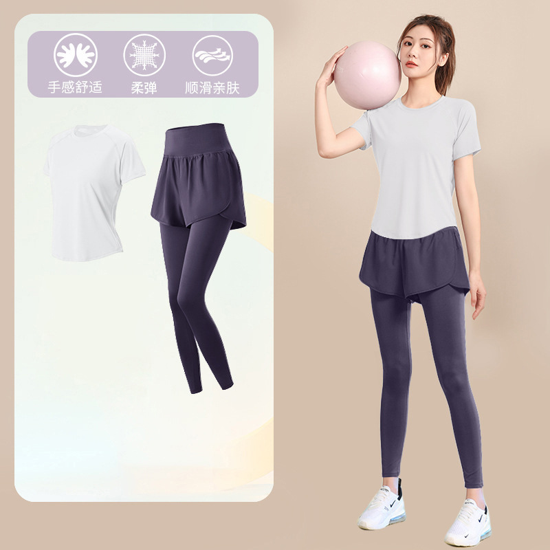 ランニングスポーツスーツ女性のための 2025 新しいフィットネストレーニングヨガ服速乾性衣類屋外プロフェッショナル通気性朝のランニング服|undefined