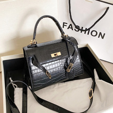 欧美简约bags鳄鱼纹气质手提凯莉包2025新款时尚洋气单肩斜挎女包