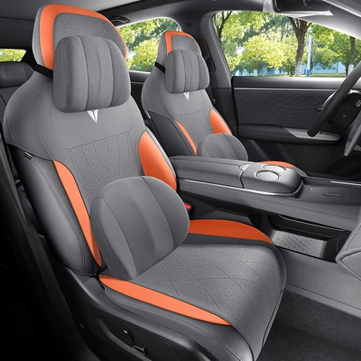 Modelə uyğun (Original) oturacaq örtükləri | saddle cushion four seasons suitable - gray-orange-memory-foam-version-five-seater-special-dark-blue-s07-all-inclusive-front-of-the-back