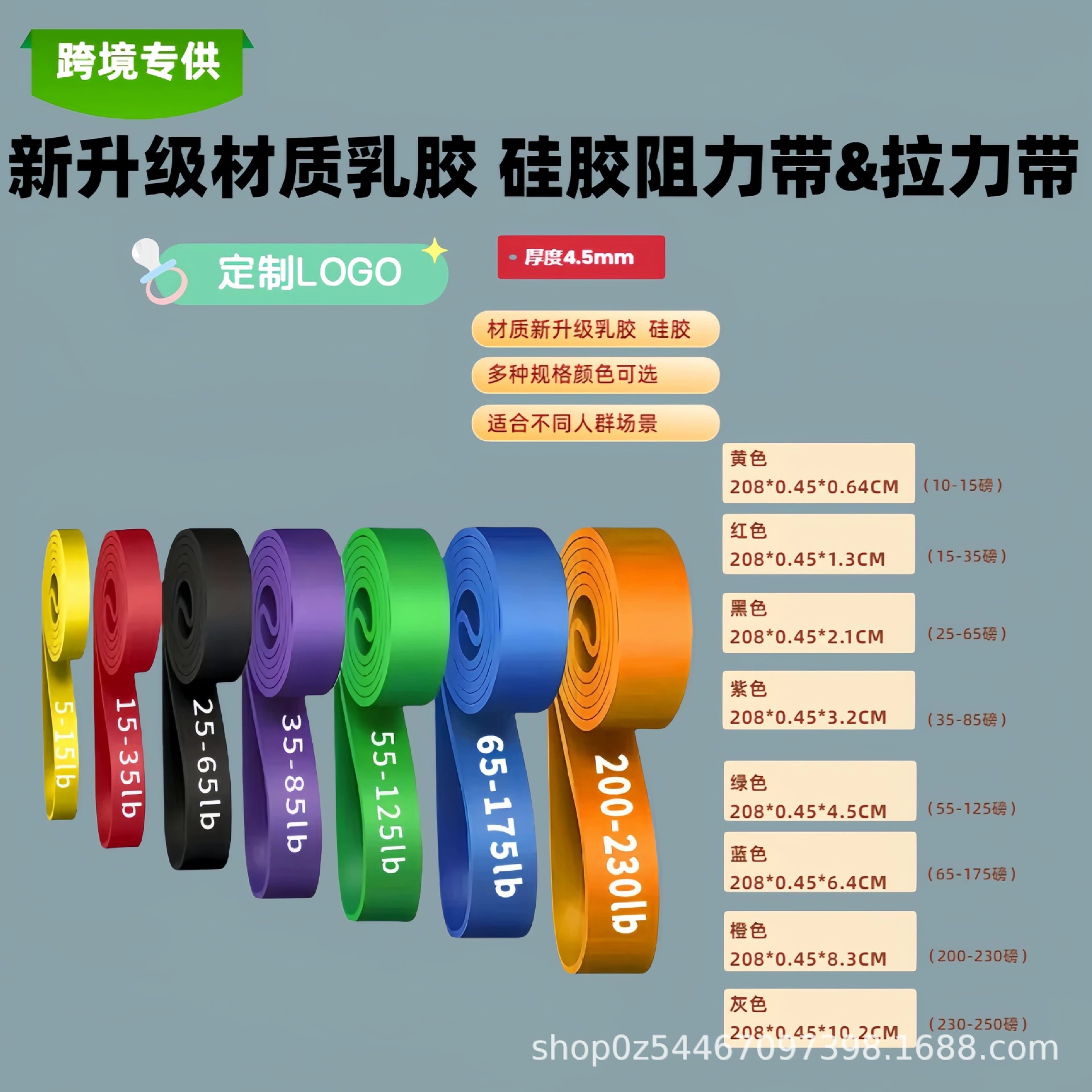 Трансграничная латексная эспандерная лента, эластичная лента, натяжитель из ТПЭ, эластичное кольцо, пояс для фитнеса, пояс для подтягиваний, эластичный веревочный пояс