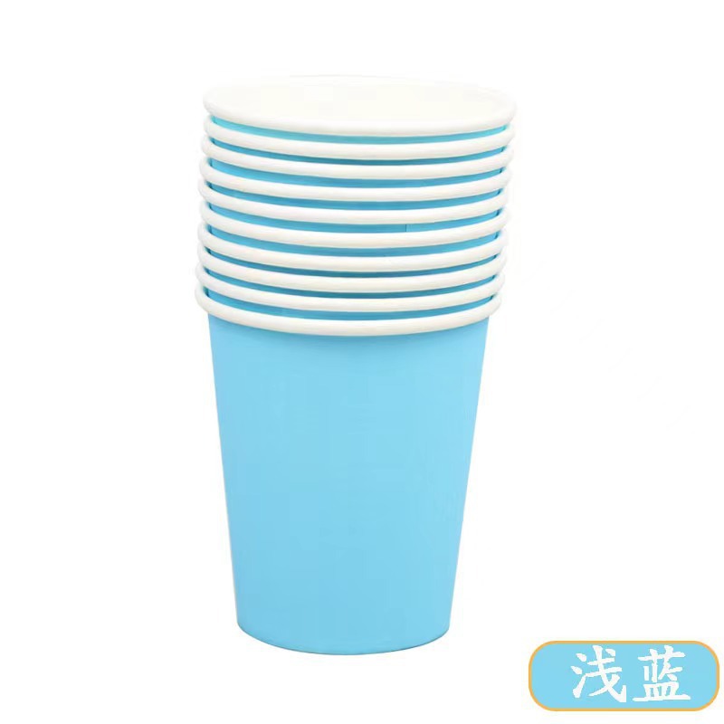 Decoración de la fiesta de picnic tazas novedosas de color sólido con rayas de cumpleaños suministros de tazas de papel desechables coloridas