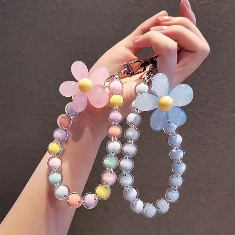 Creative Keychain Car Key Phone Case Chain Ring Girl Macaron Ins Accessories Beaded Bracelet Keychain