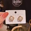 Brand silver needle, universal elegant earrings from pearl, silver 925 sample, Korean style, simple and elegant design